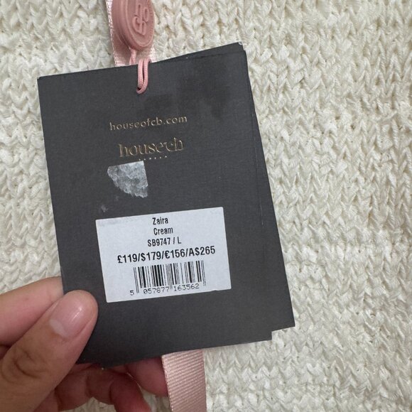 NEW HOUSE OF CB Zaira Cream Chenille Knit Mini Dress Sweater White Large - Picture 10 of 10